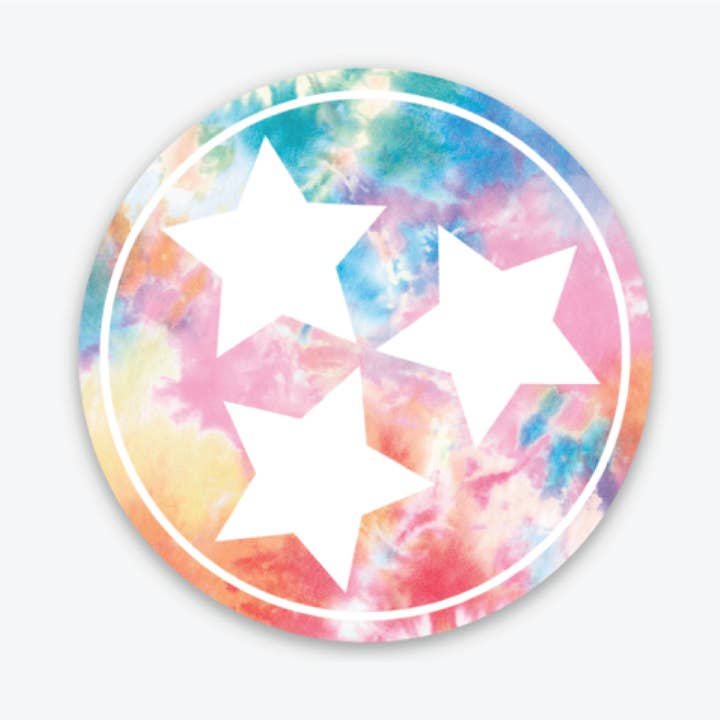 Tie Dye Tristar Sticker for wholesale by Cotton Mule