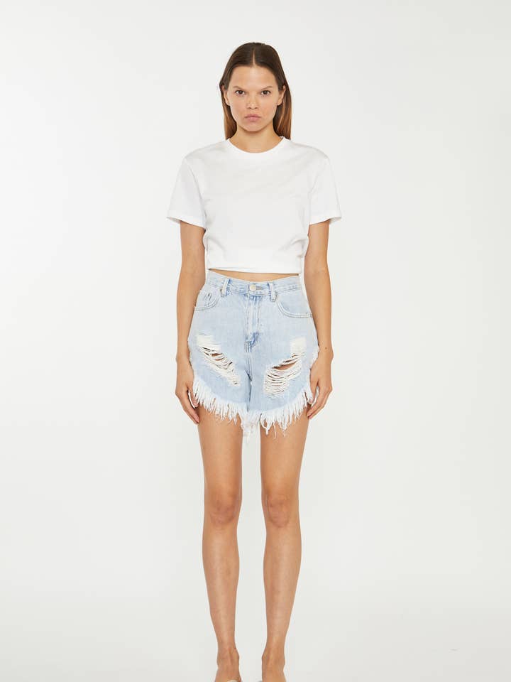 Böjd fåll sliten jeansshorts för wholesale av Glamorous (EU)