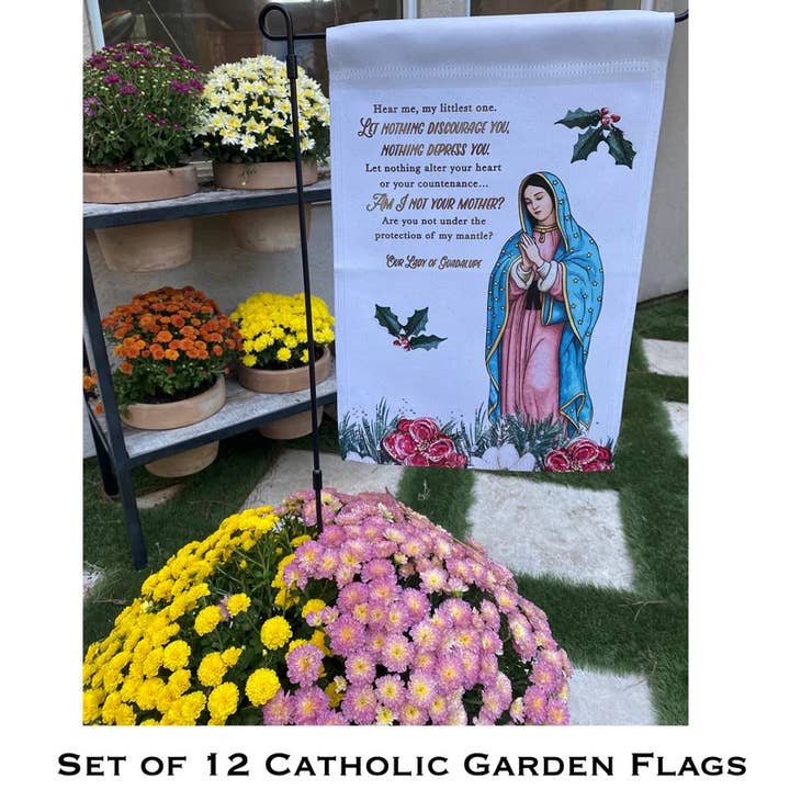 Meyer Market Designs - Wholesale Flag - Catholic Garden flags. Marian garden. Sacred heart flag.
