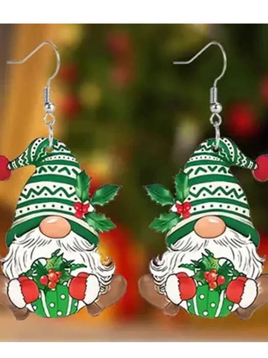 ( E440 ) CHRISTMAS THEME ACRYLIC GNOME EARRING - GIFT for wholesale by Jewelry Max
