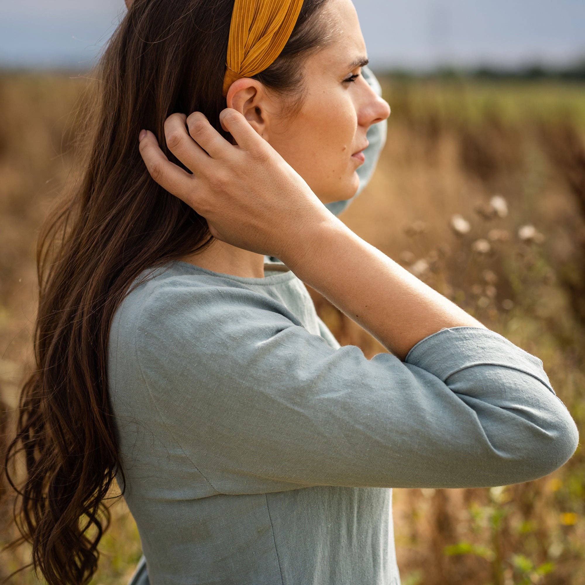 menique - Wholesale Dress - Women's - Loose Linen Smock Dress Lucy - Long Sleeve Summer Dress2