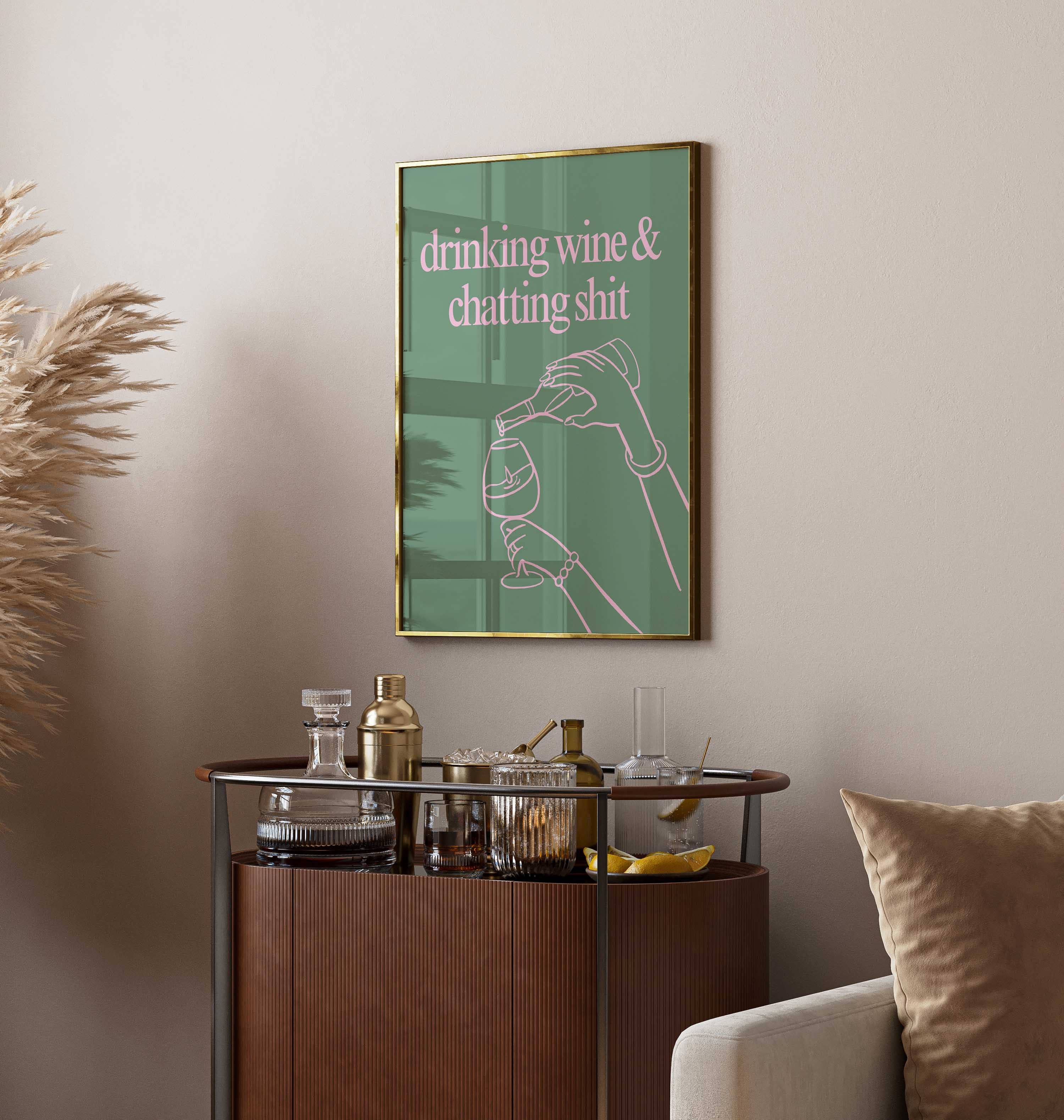 D'LUXE PRINTS - Wholesale Poster - Drinking Wine & Chatting Print | 6 Colours5
