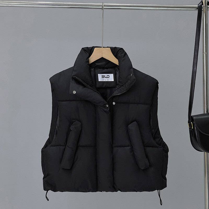 UZ Wholesale Store - Vente Veste sans manches – femme - Gilet court en coton décontracté de couleur unie0