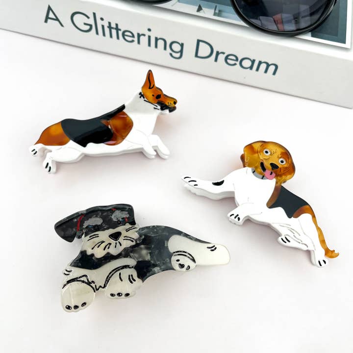 Cute Puppy Hair Clip, Acetate Animal Claw Clip for wholesale by SoapElenGlen