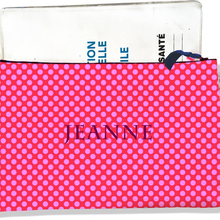 Gepersonaliseerde gezondheidsboekomslag met ritssluiting en fuchsiaroze stippen voor wholesale door BISTRAKOO