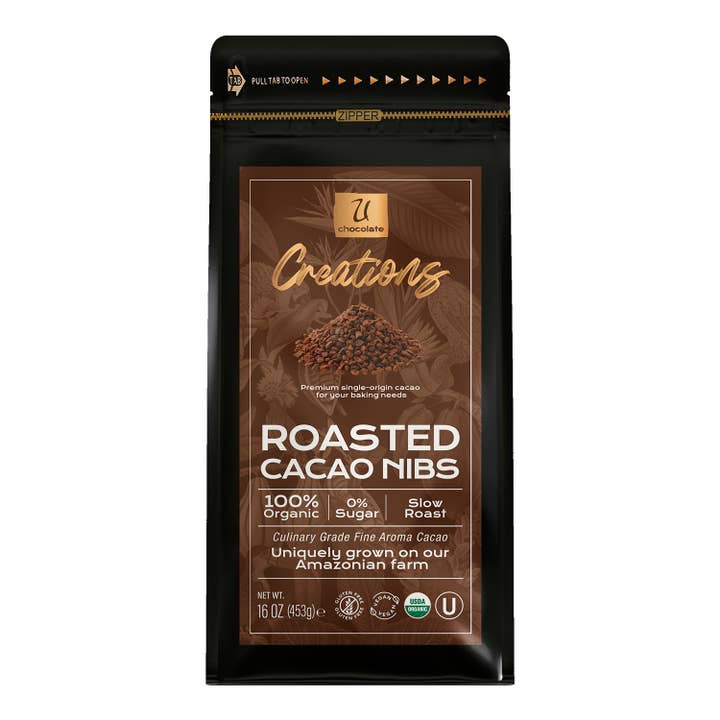 Organic Roasted Cacao Nibs | Creations | 16 oz for wholesale by U Chocolate