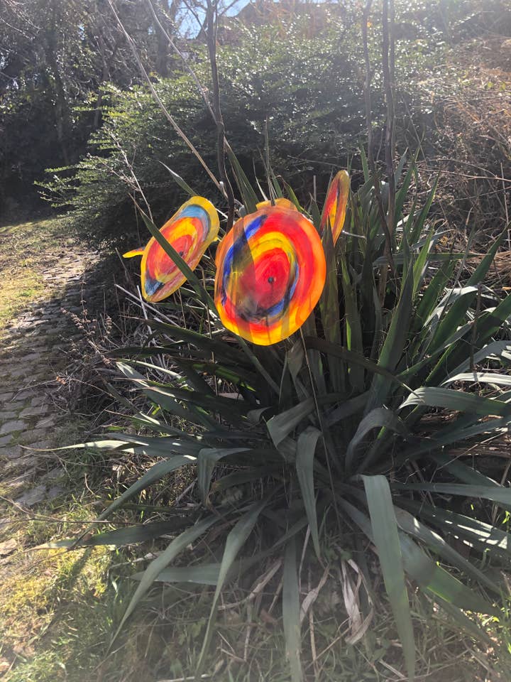 Stor gul-blå glashäst (50 cm stjälk) för wholesale av CARNEOL GLASS