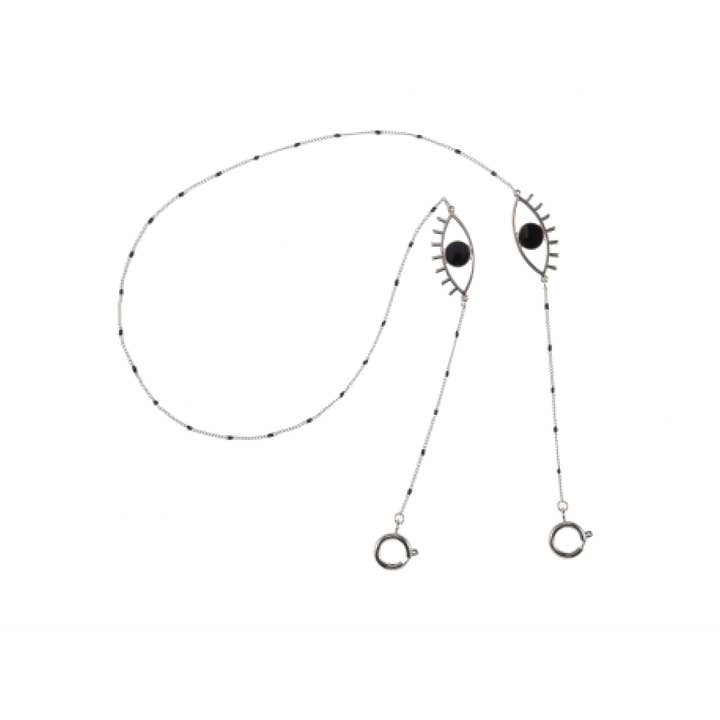 Occhio di Onice Nero - Argento per la vendita all'ingrosso da parte di Miami Chains & Co.