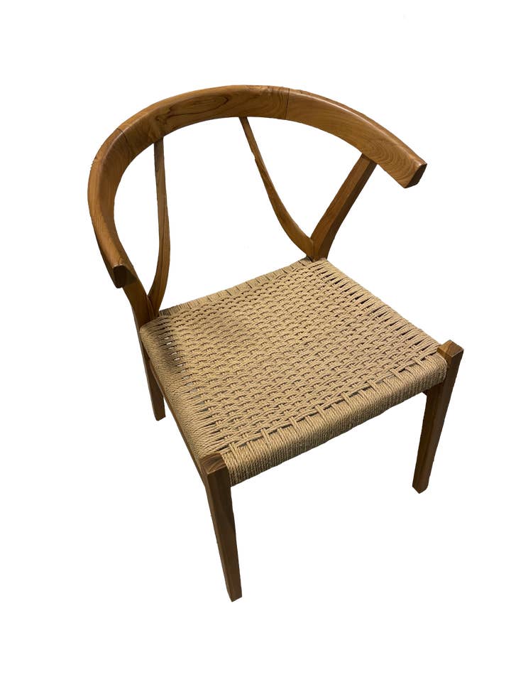 Cadeira de Jantar Wishbone - Teca Natural & Cordão Dinamarquês por atacado de Asian Accents