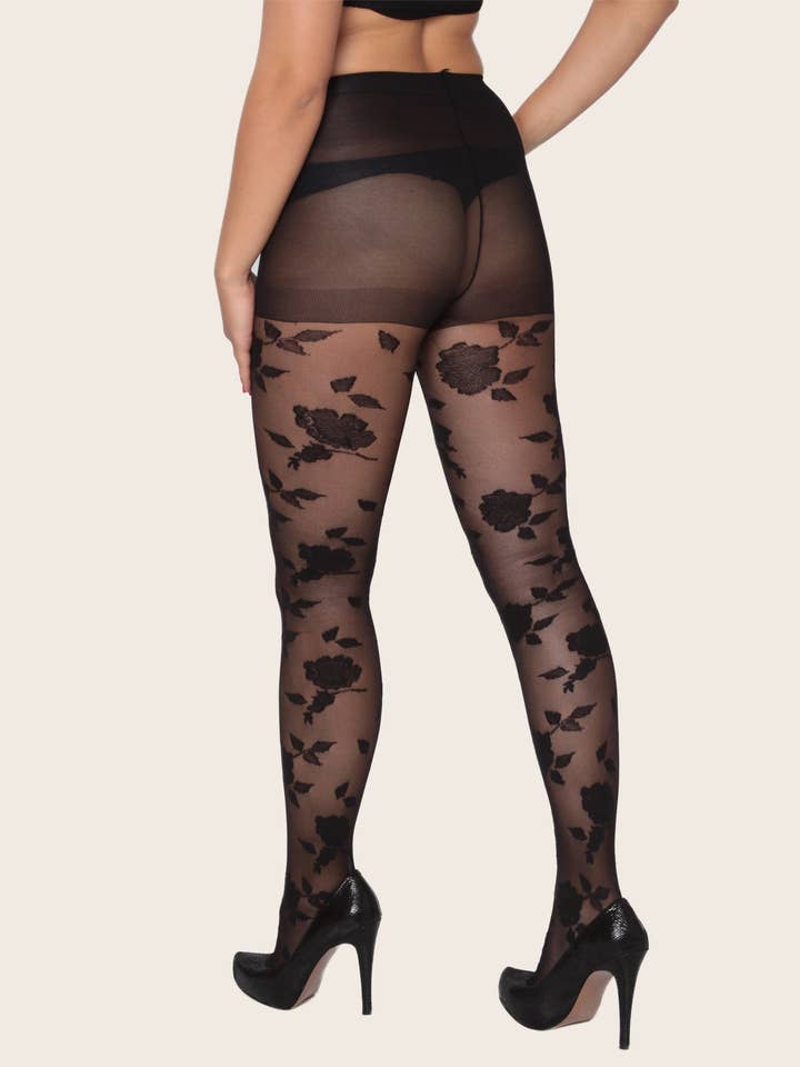 Isadora, Tipi toe, & James Fiallo - Wholesale Tights - Women's - Isadora Women Floral Control Top Fashion Tights2