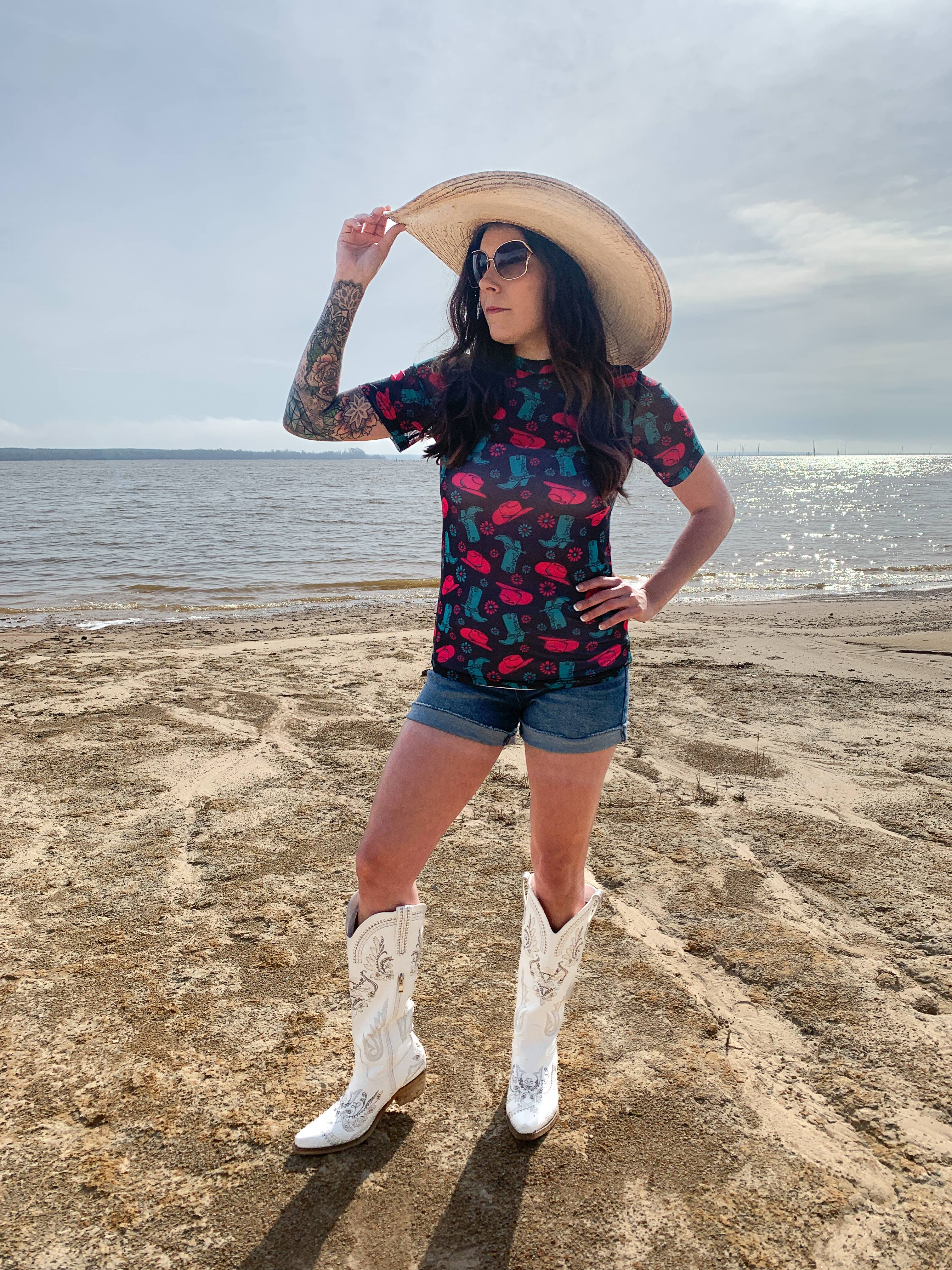 Merigold Western MK325/745 Haut en maille à manches courtes Dancehall Diva en vente sur Faire2