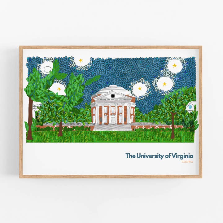 University of Virginia Art Print | UVA Campus Wall Art for wholesale by Violet Red Studio