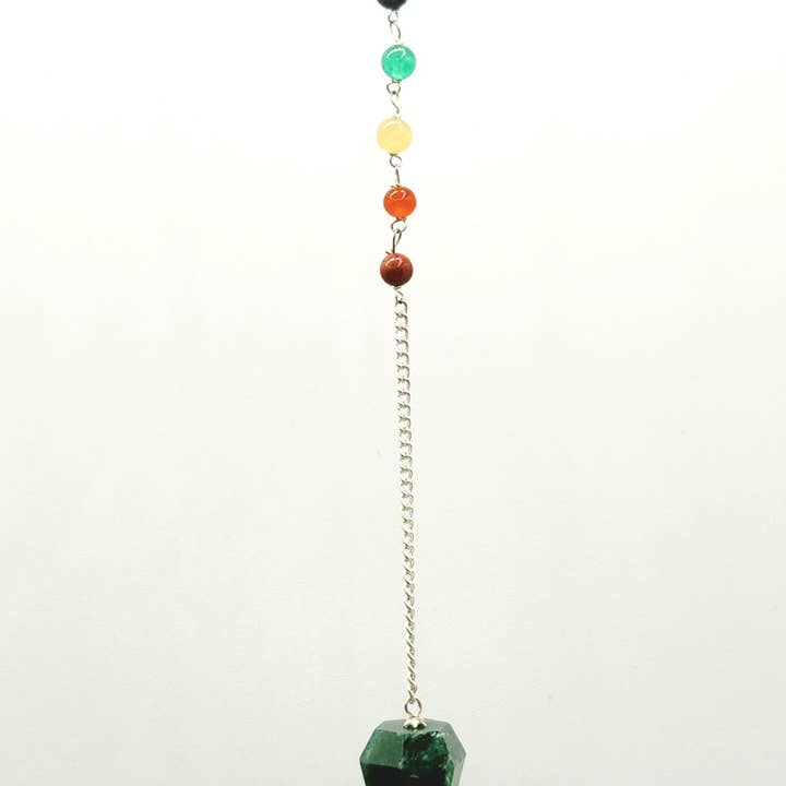 Meraki Gemstones - Wholesale Meditation Supplies - Jade Pendulum w/Chakra Beads-Silver Plate Chain7