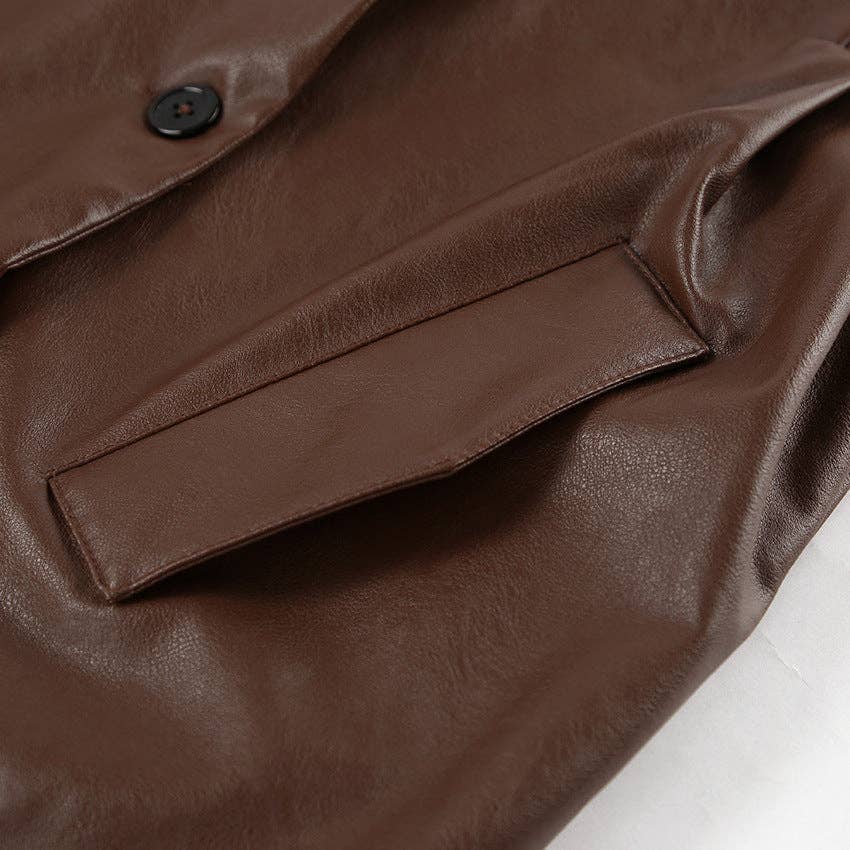 world apparel - Wholesale Leather Jacket - Women's - 2025 Vintage Brown Leather Winter Jacket Timeless Chic24