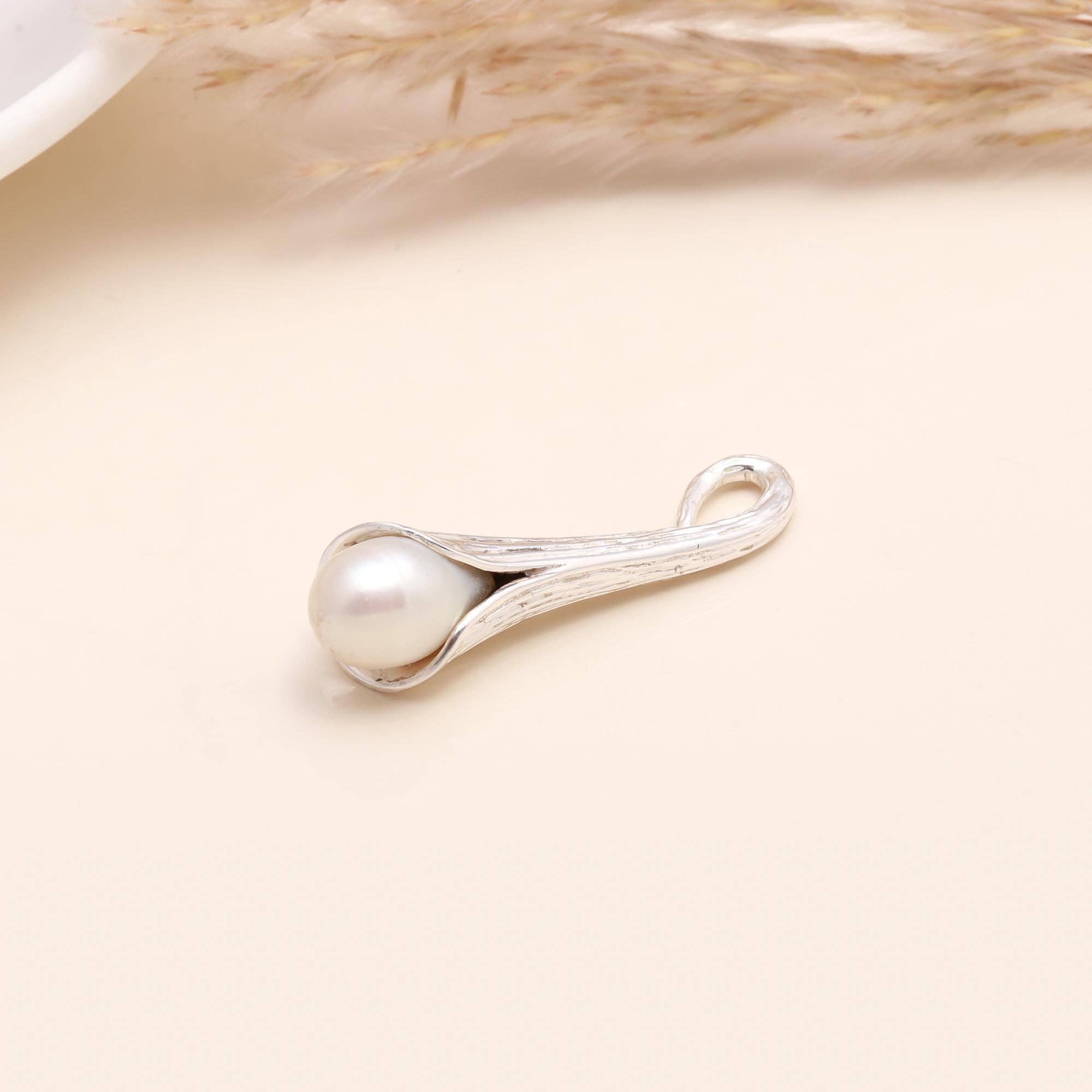 AG 925 JEWELLERY - Wholesale Individual Charm/Pendant - 925 Sterling Silver Calla Lily Pearl Pendant3