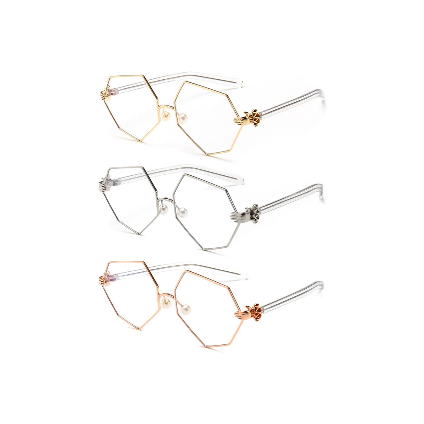 Trio Trading - Wholesale Eyeglasses - Women's - UV400 Clear Lens Glasses Irregular Design CL001OBO 1