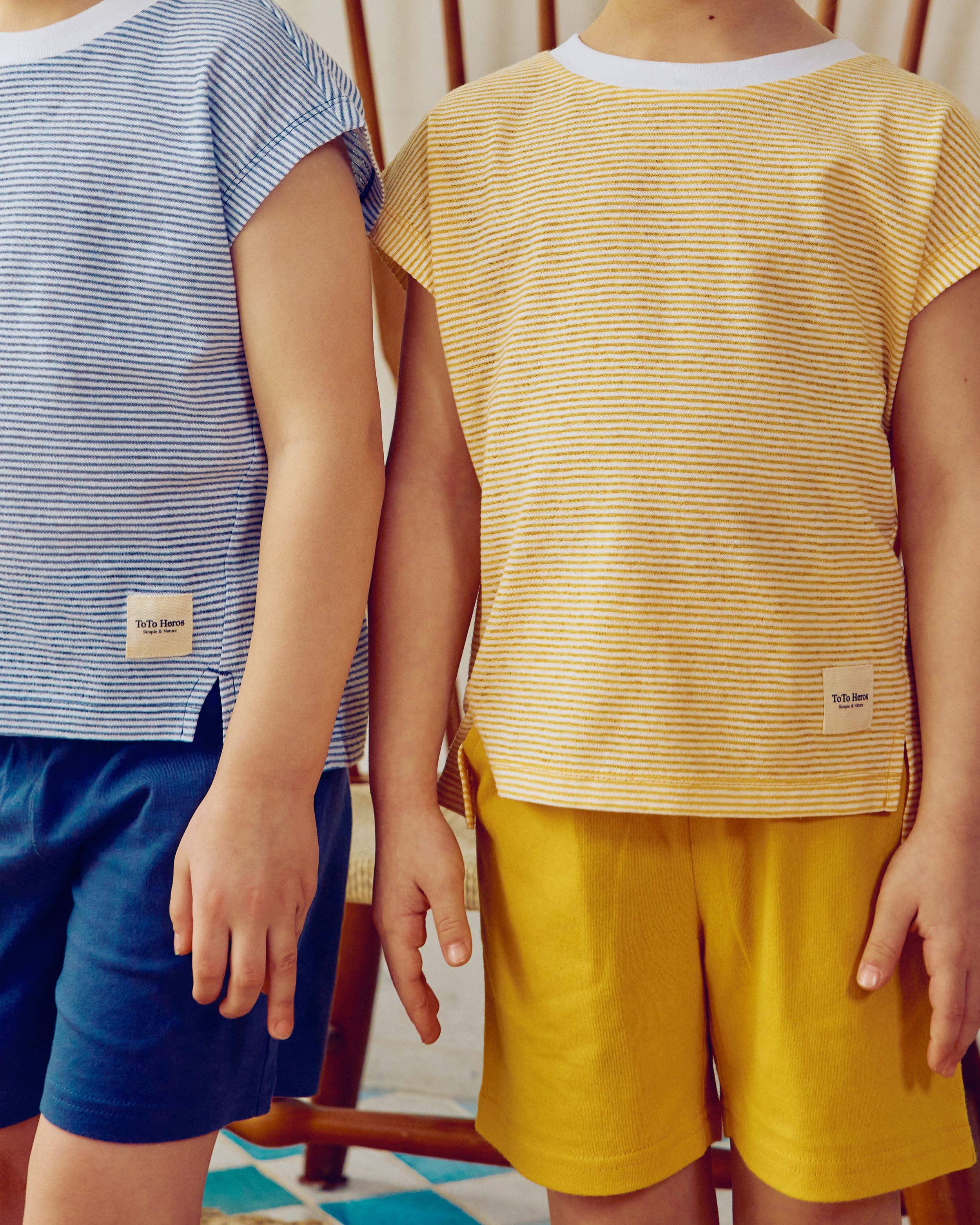 ToTo Heros - Wholesale Top & Short Set - Kids - Davin Striped T-Shirt & Solid Shorts Set9