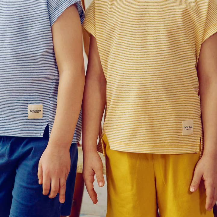 ToTo Heros - Wholesale Top & Short Set - Kids - Davin Striped T-Shirt & Solid Shorts Set9