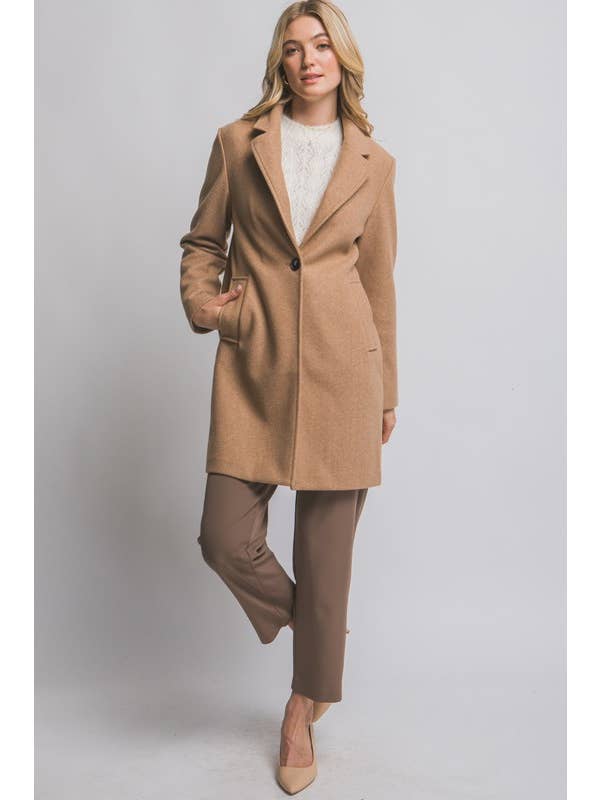 Lemon Tree - Wholesale Coat - Women's - Notched Lapel Long Sleeve Coat4