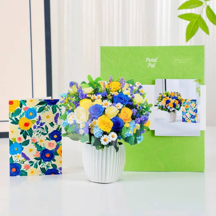 PetalPal - Wholesale Artificial Flowers - Mini Cerulean Dream Pop-Up Bouquet