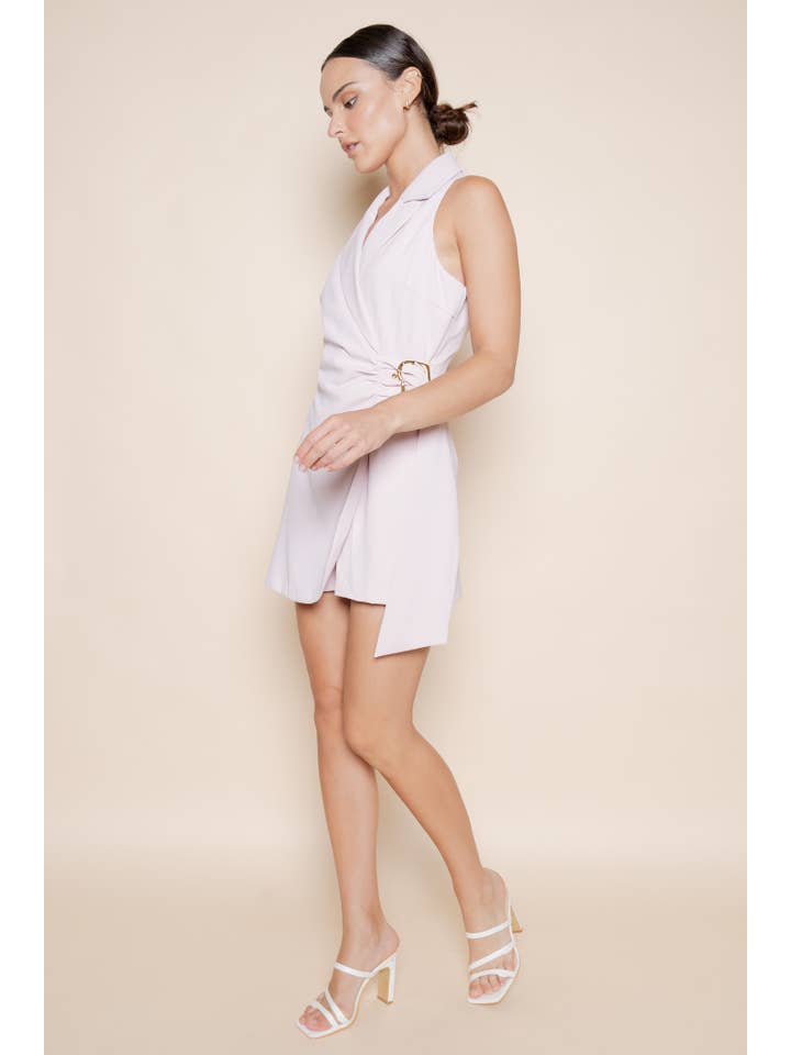 Fore Collection - Wholesale Romper - Women's - NON-SLEEVES BLAZER STYLE SHORTS JUMPSUIT-PI6130FO10