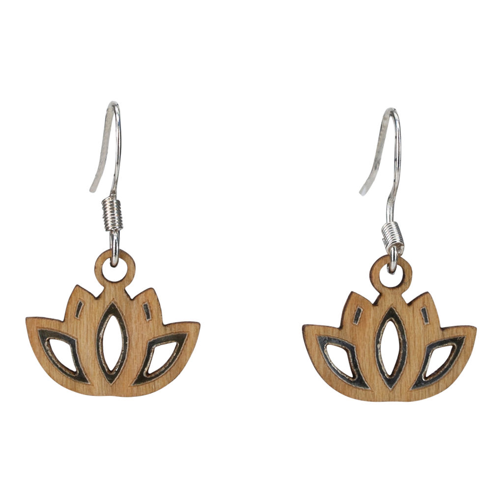 Woodcutts Inc. - Wholesale Dangle Earrings - Lotus Twig Earring with Silver Foil Accent0