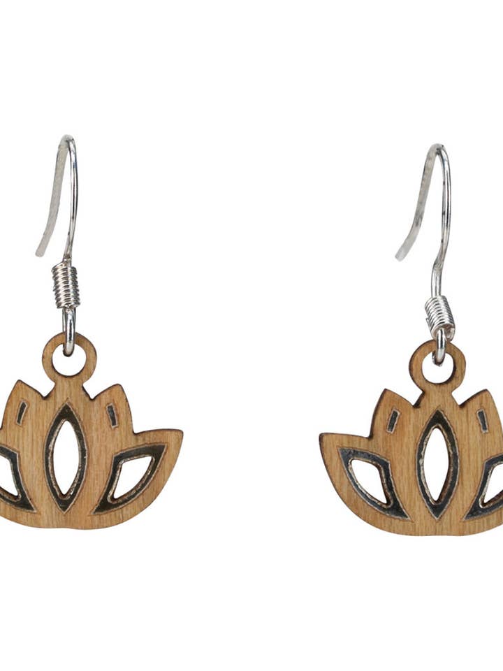 Lotus Kvist Øreringe med sølvfolie Accent for engroshandel hos Woodcutts Inc.