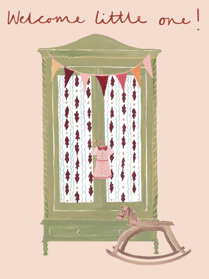 Welcome Baby Girl card for wholesale by Harriet Watson