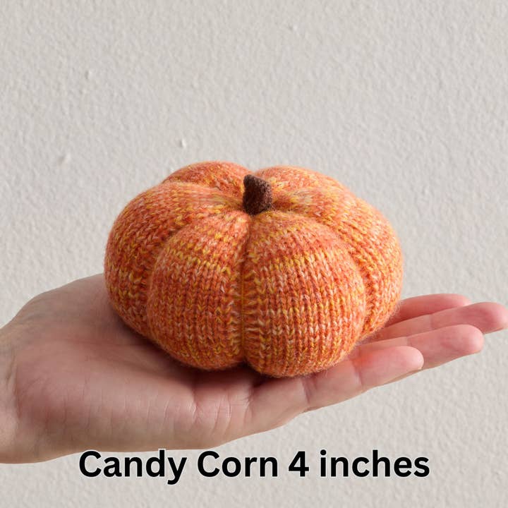 Your Heart's Content - Wholesale Decorative Tabletop Object - Cozy Pumpkins, Variegated Knit Yarn Colors, Handcrafted Gift11