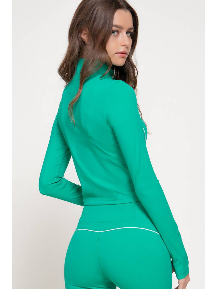 Active Basic | Active USA - Wholesale Athletic Jacket - Women's - Long Sleeve Piping Detail Active Wear Jacket1