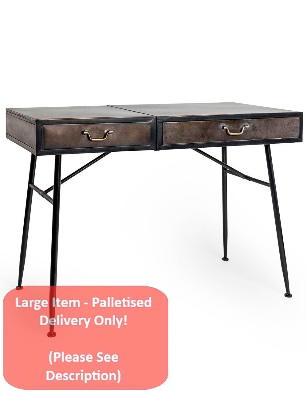 McGowan & Rutherford Ltd - Wholesale Desk Set - Orwell Desk With Concealed Vanity Mirror In Black And Gold0