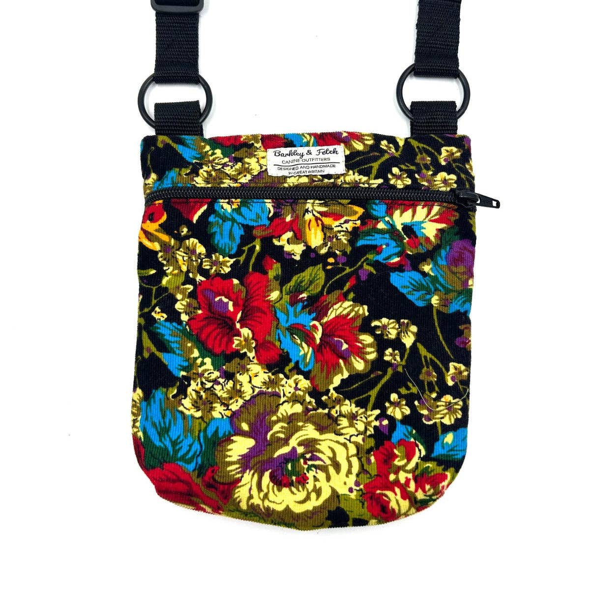 Barkley and Fetch – wholesale Pet treat bag – Dog – Rose Flower Corduroy Dog Walk and Treat Bag0