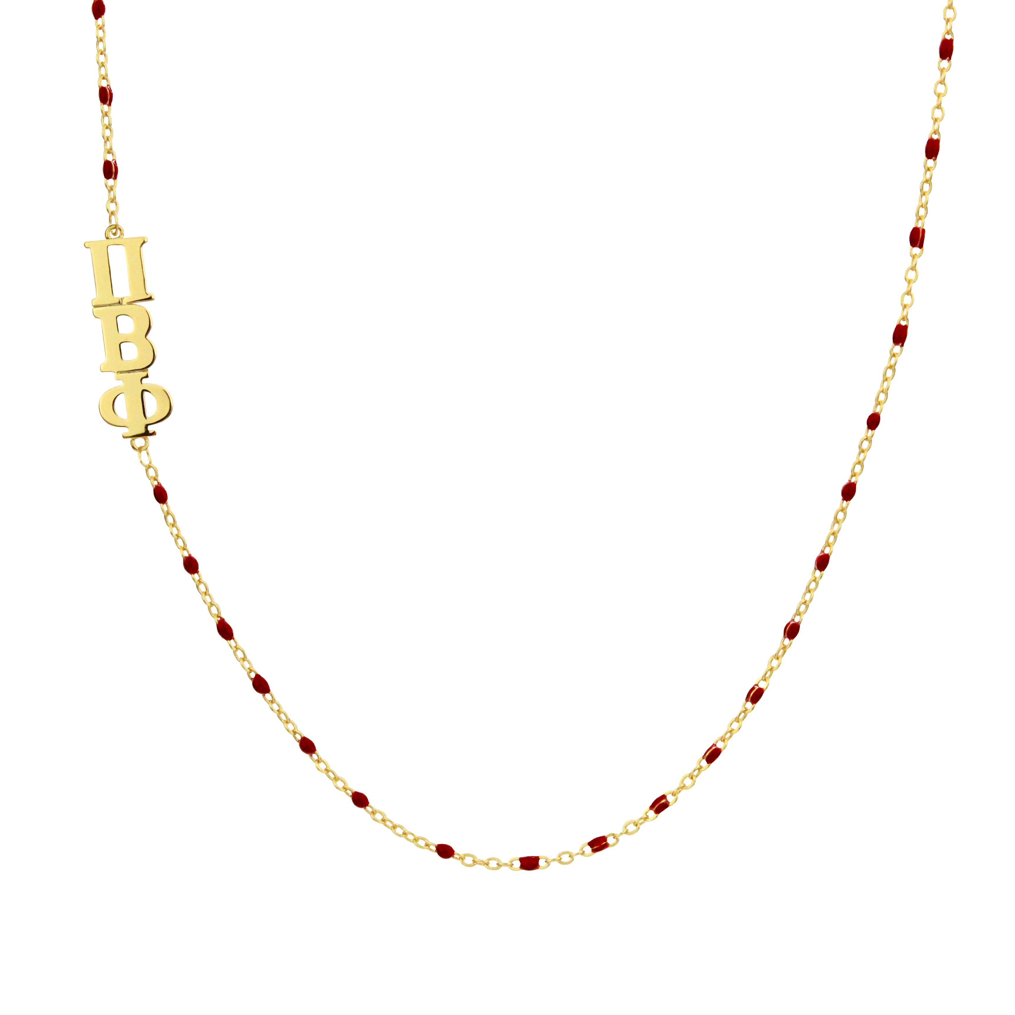 Maroon N201 PBP-The Pi Beta Phi Necklace: Side Set ΠΒΦ Enamel Bead Necklace for wholesale on Faire7