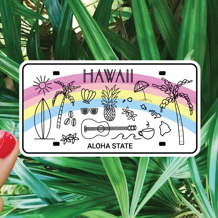 Hawaii License Plate Sticker for wholesale by Bee Beachey Designs