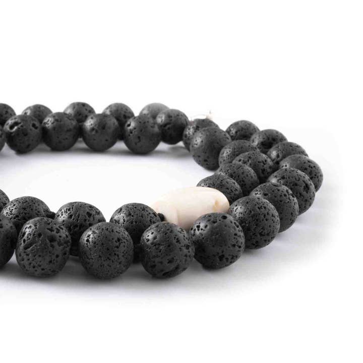 Agatha Black Lava And Bamboo Coral Necklace. for wholesale by JoJo Harris