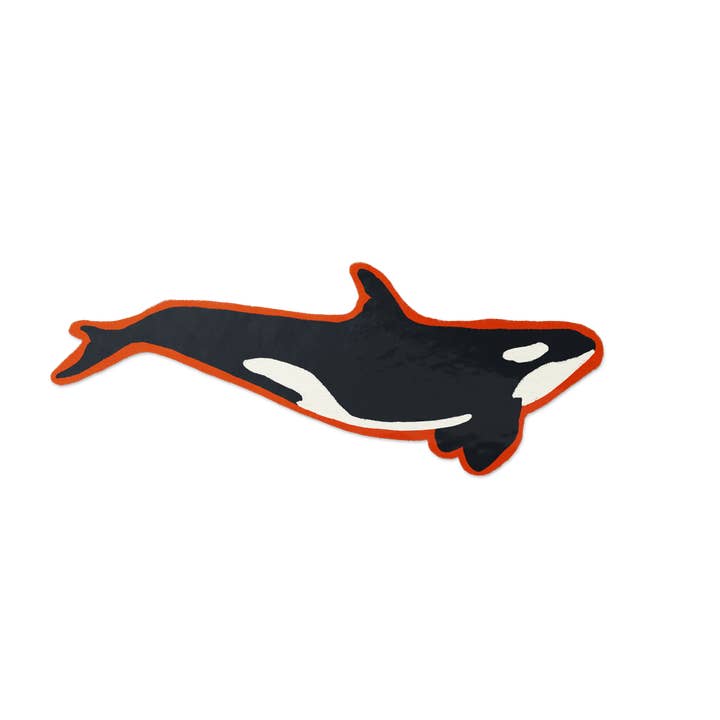 Orca Hand Illustrated Waterproof Sticker for wholesale by Wavy Baby Design