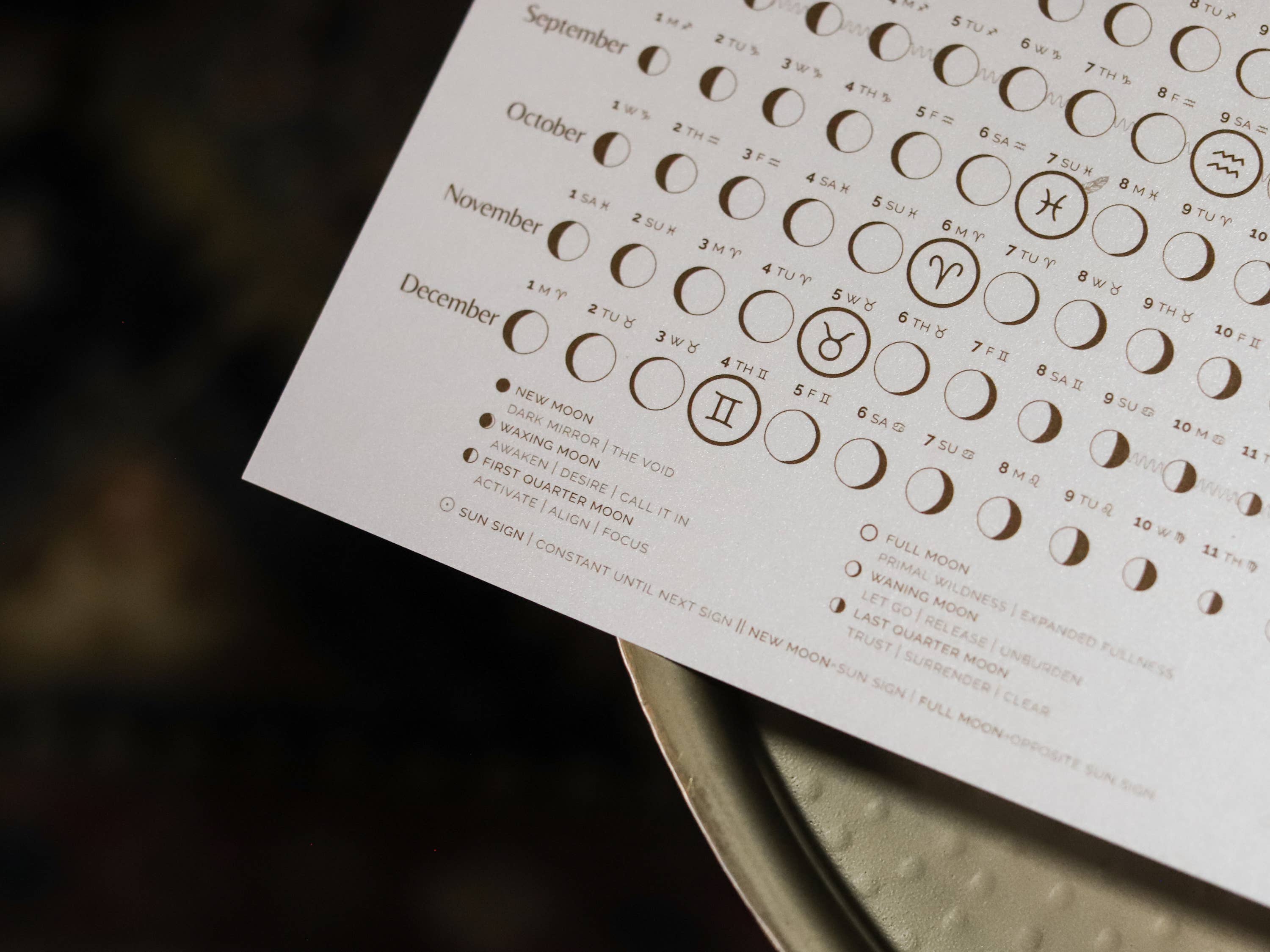 Taming the Tangle - Wholesale Calendar - Golden Hour 2026 Moon Calendar poster, limited edition4