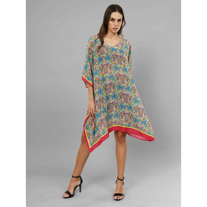 Geometrical Long Silk Kaftan for wholesale by Namaskar Australia