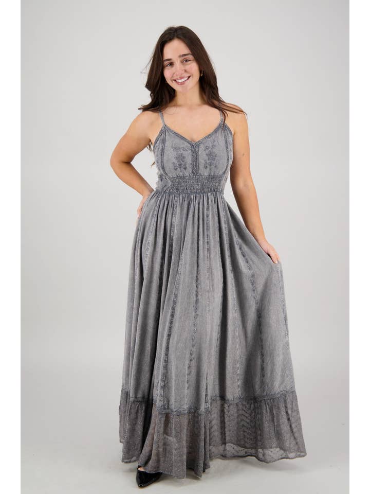 Advance Apparels - Wholesale Dress - Women's - Sheer Hem Smocked Maxi Dress ADL-2532430