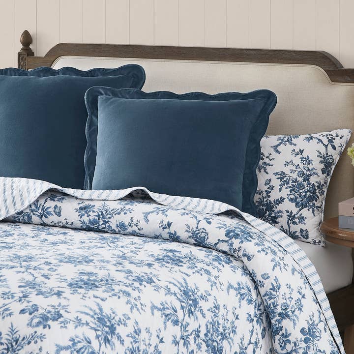 Midnight Blue Laura Ashley Walled Garden Coverlet for wholesale on Faire1
