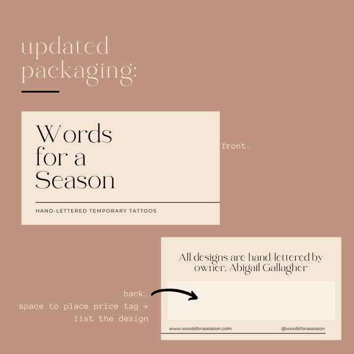 Words for a Season - Wholesale Temporary Tattoo - Plume Design Temporary Tattoo | Skin and Hat Tattoo2