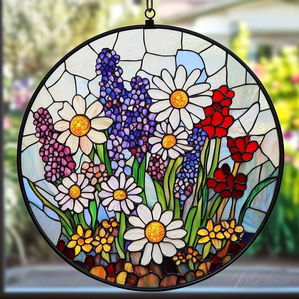 NVC Ecommerce LLC - Wholesale Suncatcher - Wildflower Glass Suncatcher, Sun Catcher Gift for Mom0