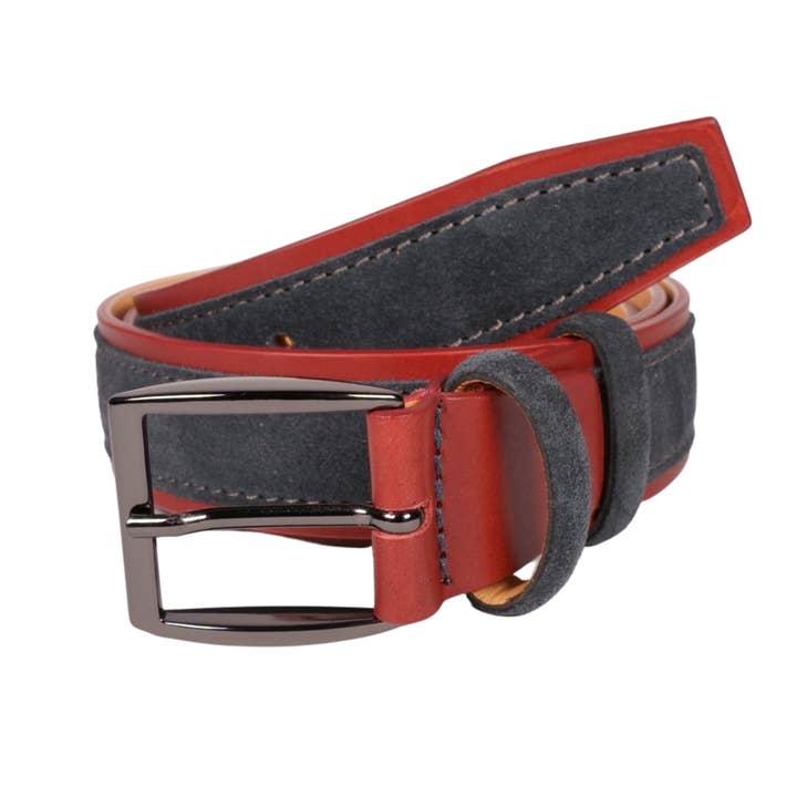 Red and Gray men's sports belt for wholesale by Tailorbelt