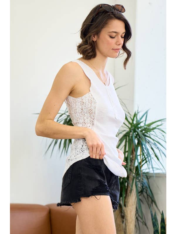 Doe and Rae - Wholesale Tank Top - Women's - Henley Tank Top - 15070T
