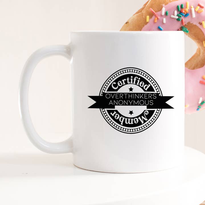 Overthinkers Anonymous Mug for wholesale by Sarah Hurley