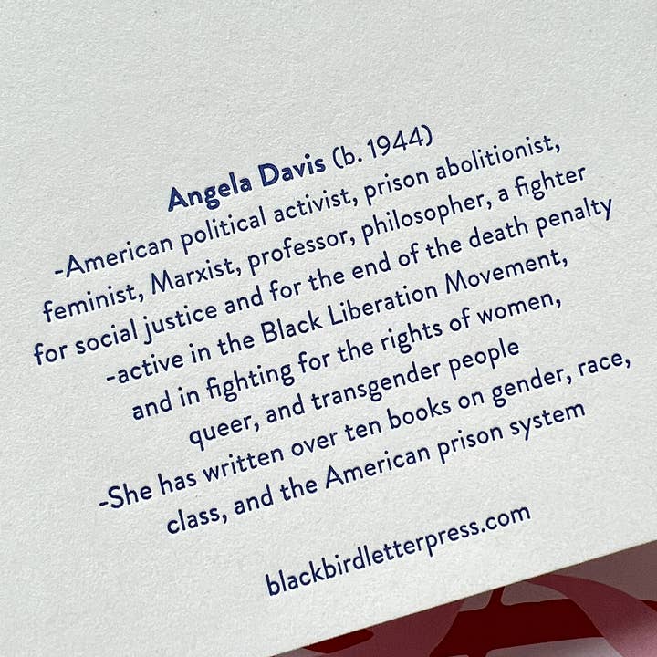 Blackbird Letterpress - Wholesale Notebook - Angela Davis letterpress notebook1