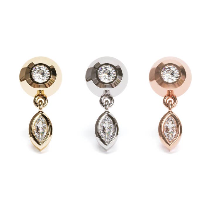 14K Gold Marquise Diamond Dangle Threadless End for wholesale by Umanative Design