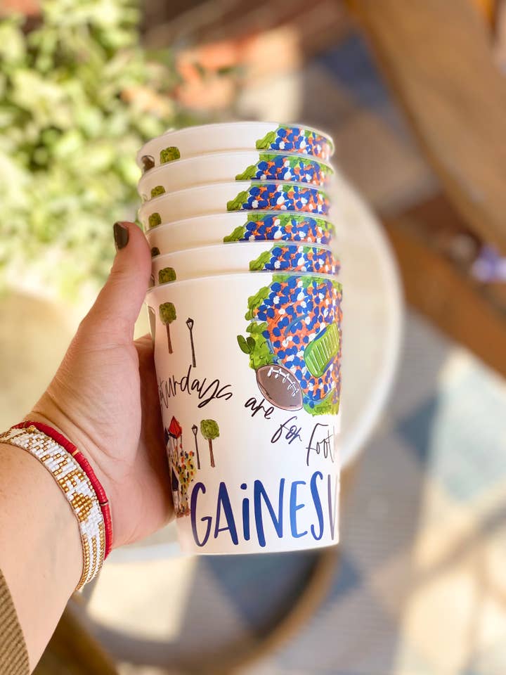 Gainesville Reusable Party Cups, gifts, college, alumni for wholesale by Happy By Rachel, LLC