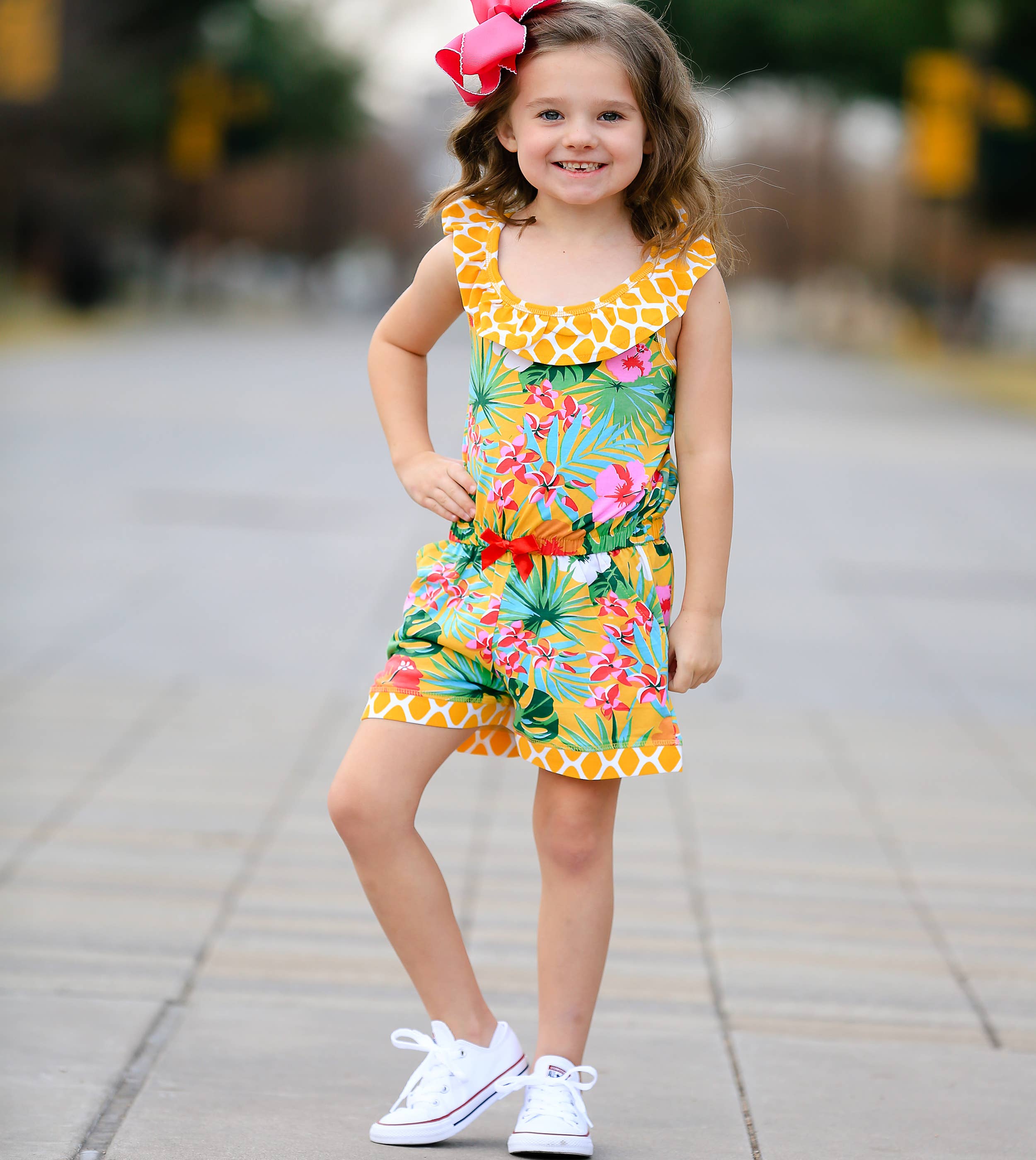 AnnLoren - Wholesale Jumpsuit - Kids - Little Girls Hawaiian Hibiscus Floral Tropical Jumpsuit 2/3T1