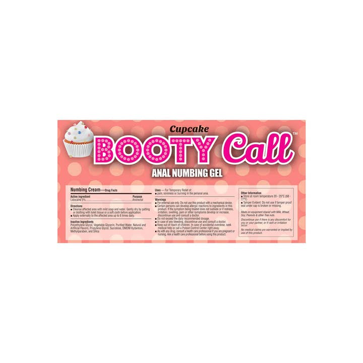 Little Genie Productions - Wholesale Delay Gel - Booty Call Anal Numbing Gel- Cupcake 1.5oz